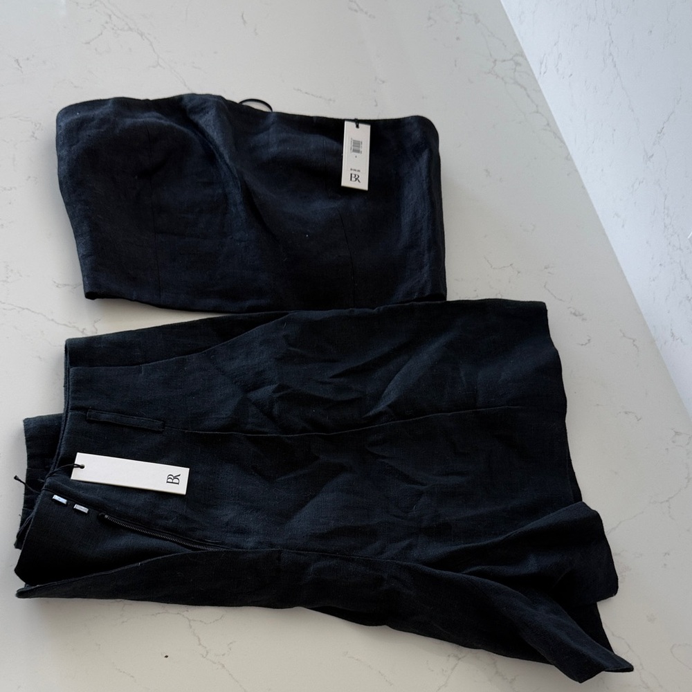 Banana Republic Black Strapless Top and Short Linen Set